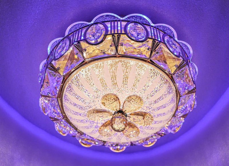 swanart سوان آرت كريستيل مودرن كريستال ثانديليير, 30سم تركيبة سقف بإضاءة RGB LED متغيرة الألوان, قابلة للتعتيم, مصباح كريستال مثبت بشكل متساوي لغرفة النوم, غرفة المعيشة, غرفة الطعام - Image 1