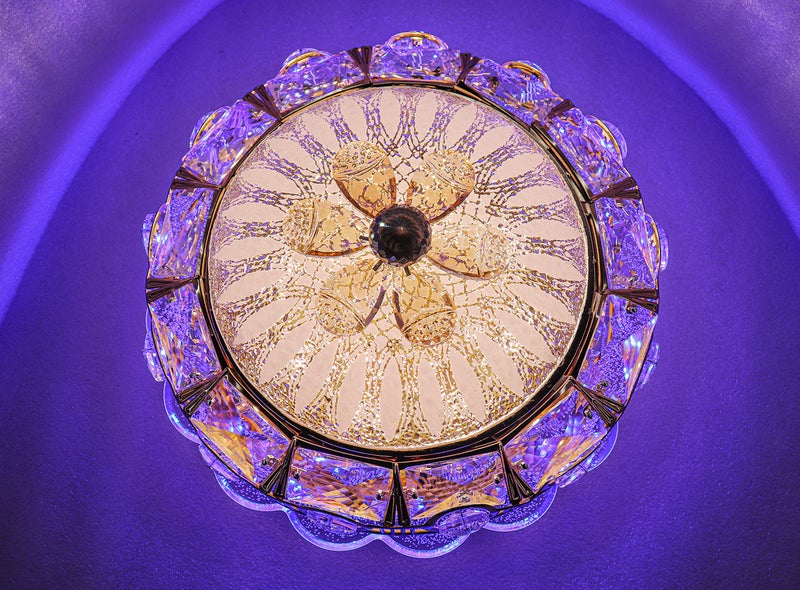 swanart سوان آرت كريستيل مودرن كريستال ثانديليير, 30سم تركيبة سقف بإضاءة RGB LED متغيرة الألوان, قابلة للتعتيم, مصباح كريستال مثبت بشكل متساوي لغرفة النوم, غرفة المعيشة, غرفة الطعام - Image 5