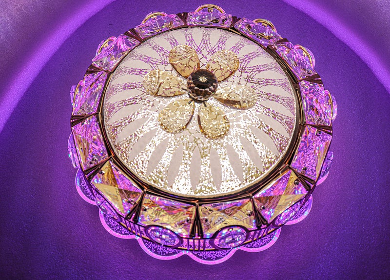 swanart سوان آرت كريستيل مودرن كريستال ثانديليير, 30سم تركيبة سقف بإضاءة RGB LED متغيرة الألوان, قابلة للتعتيم, مصباح كريستال مثبت بشكل متساوي لغرفة النوم, غرفة المعيشة, غرفة الطعام - Image 4