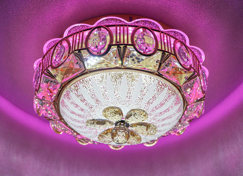swanart سوان آرت كريستيل مودرن كريستال ثانديليير, 30سم تركيبة سقف بإضاءة RGB LED متغيرة الألوان, قابلة للتعتيم, مصباح كريستال مثبت بشكل متساوي لغرفة النوم, غرفة المعيشة, غرفة الطعام - Image 3