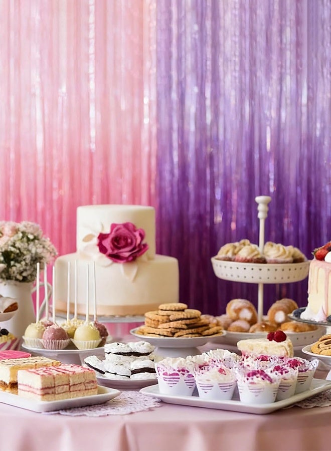K Pop Demon Hunters Party Supplies, Shimmering Purplish Pink Foil Fringe Curtains for Party Decor Tinsel Backdrop for Photoshoot, Party Wall Decor with Glitter Streamers for Weddings, Baby Showers, Birthdays u0026 Stage Events - Image 4