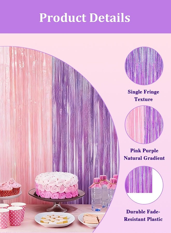 K Pop Demon Hunters Party Supplies, Shimmering Purplish Pink Foil Fringe Curtains for Party Decor Tinsel Backdrop for Photoshoot, Party Wall Decor with Glitter Streamers for Weddings, Baby Showers, Birthdays u0026 Stage Events - Image 2