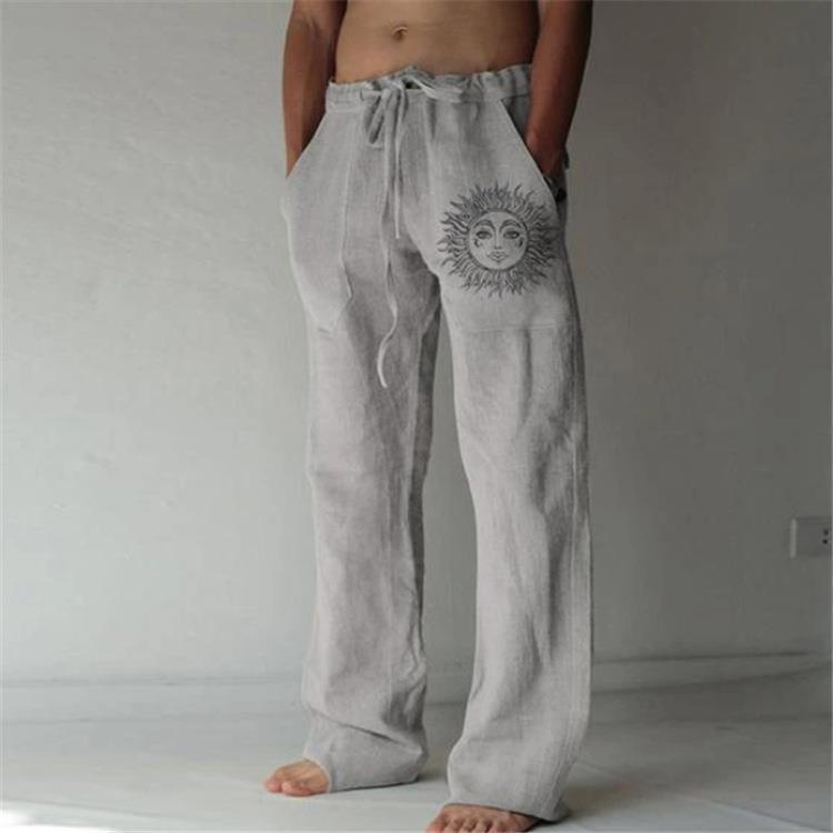 2023 Europe and the United States Amazon mens new drawstring elastic solid color loose casual pants factory outlet Grey  - Image 1