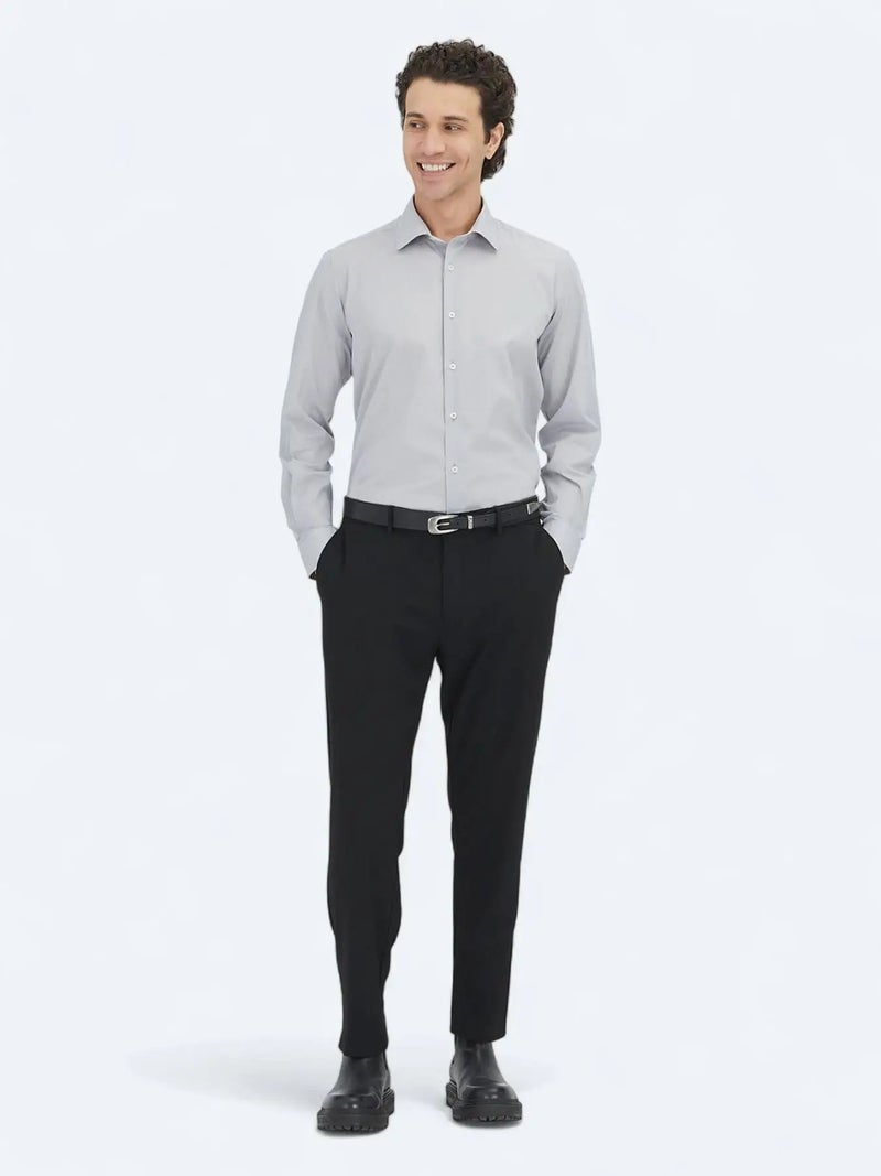 كيب قميص رمادي بقصة عادية مصنوع من مزيج القطن الكلاسيكي - Image 2