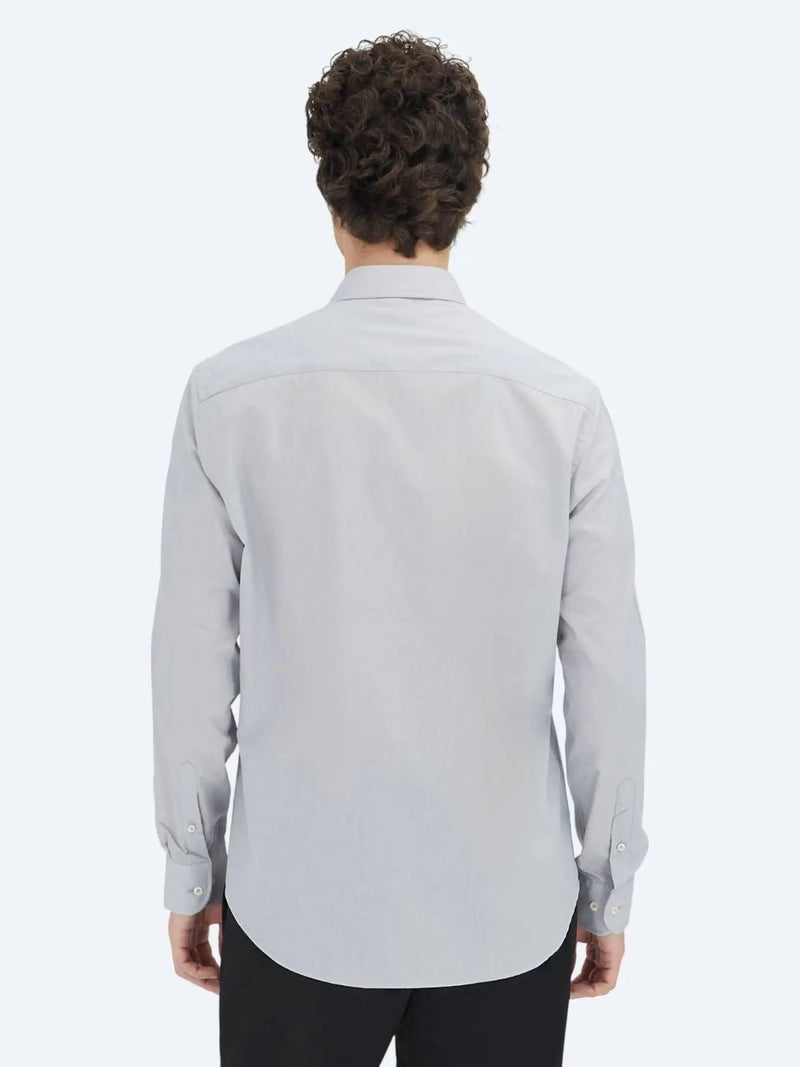 كيب قميص رمادي بقصة عادية مصنوع من مزيج القطن الكلاسيكي - Image 4