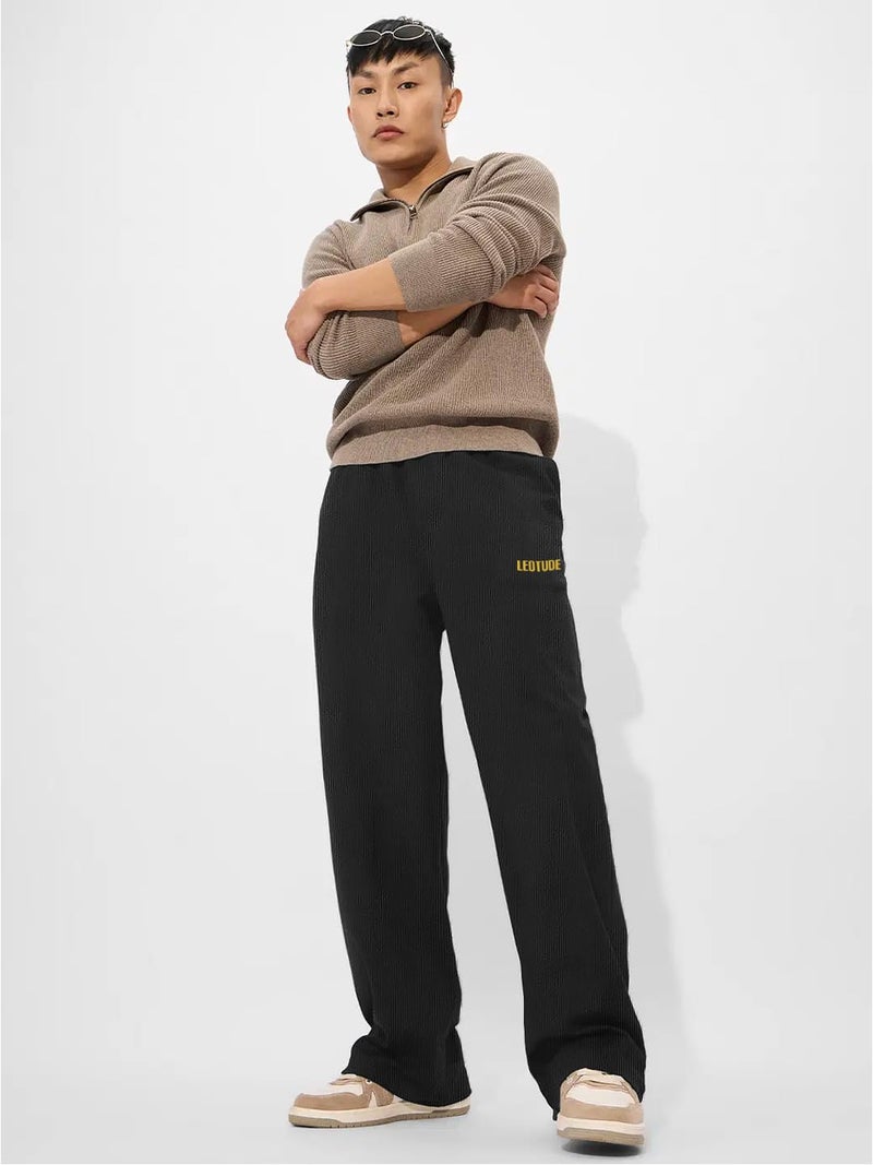LEOTUDE Cottonblend Stylish & Breathable Athletic Track Pant Move Freely for Men (TRK_209_Marron_P_Charcole Black_XL) - Image 4