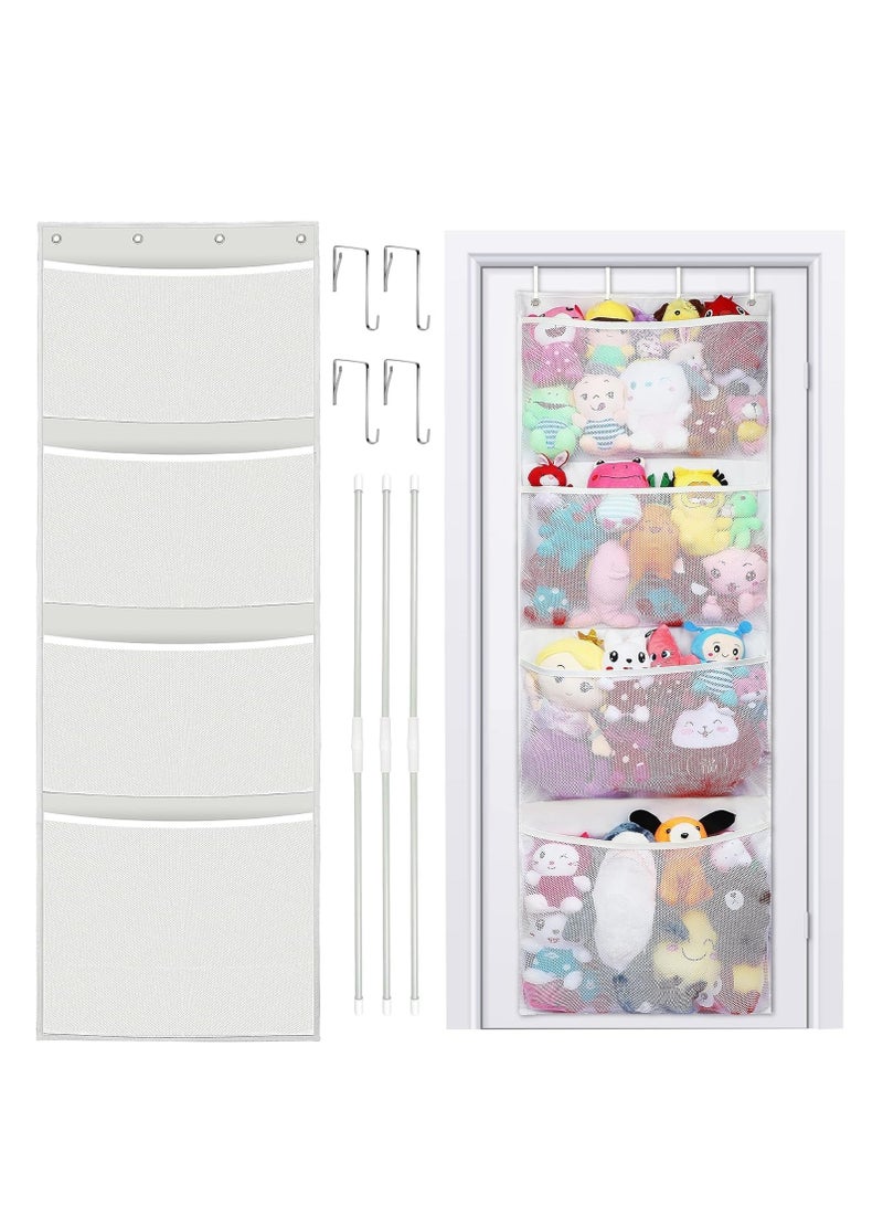 TRASSLE Storage for Stuffed Animals,Over Door Organizer for Stuffies, Baby Accessories, and Toy Plush Storage, Easy Installation with Breathable Grid Hanging Kids Toy Storage Organizer  - Image 1