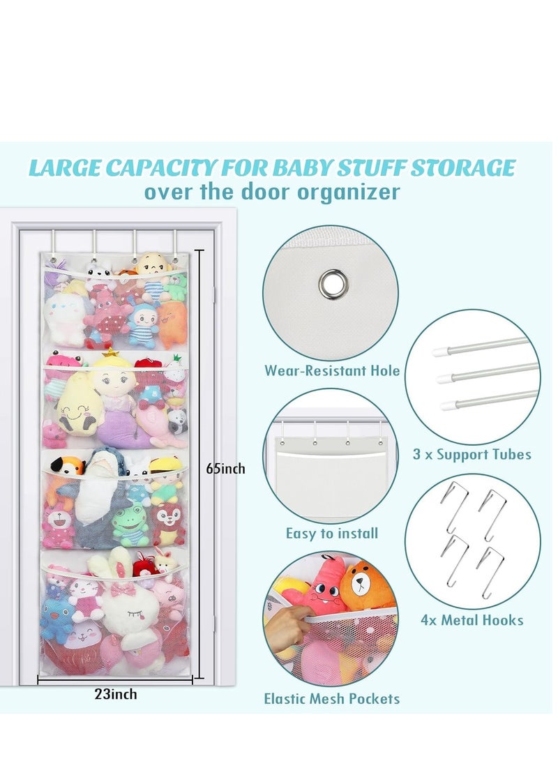 TRASSLE Storage for Stuffed Animals,Over Door Organizer for Stuffies, Baby Accessories, and Toy Plush Storage, Easy Installation with Breathable Grid Hanging Kids Toy Storage Organizer  - Image 3