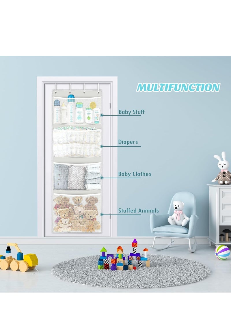 TRASSLE Storage for Stuffed Animals,Over Door Organizer for Stuffies, Baby Accessories, and Toy Plush Storage, Easy Installation with Breathable Grid Hanging Kids Toy Storage Organizer  - Image 2