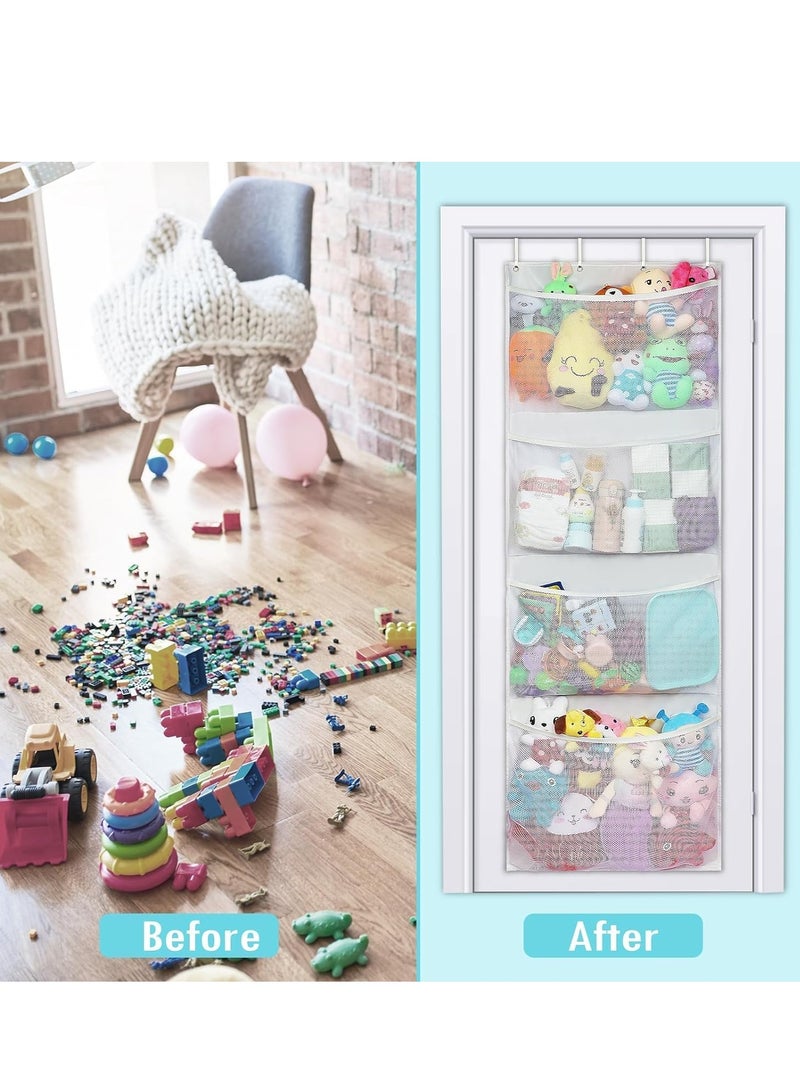 TRASSLE Storage for Stuffed Animals,Over Door Organizer for Stuffies, Baby Accessories, and Toy Plush Storage, Easy Installation with Breathable Grid Hanging Kids Toy Storage Organizer  - Image 5