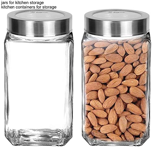 Vency Piramal Glass Cubical Square 1 Ltr Transparent Glass Jars & Containers for Kitchen Pantry- Storage with Lid (1 Ltr, Set Of 2) - Image 4