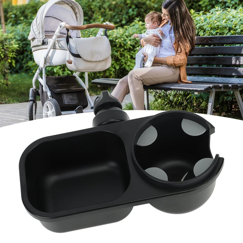 2 In 1 Stroller Snack Holder Universal Stroller Snack Catcher for Children Travel Daily Life Black - Image 4