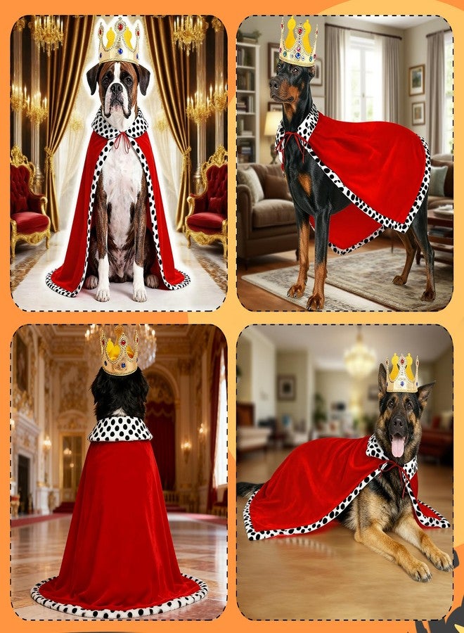 BWOGUE Large Dog King Cloak Costume, Halloween Dog King Crown and Cape Set, Adjustable Funny Pet King Prince Cloak Costume for Medium Large Dogs Queen Prince and Princess Cosplay - Image 5