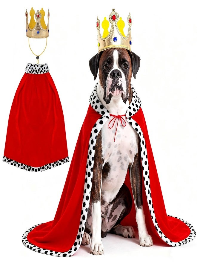 BWOGUE Large Dog King Cloak Costume, Halloween Dog King Crown and Cape Set, Adjustable Funny Pet King Prince Cloak Costume for Medium Large Dogs Queen Prince and Princess Cosplay - Image 1