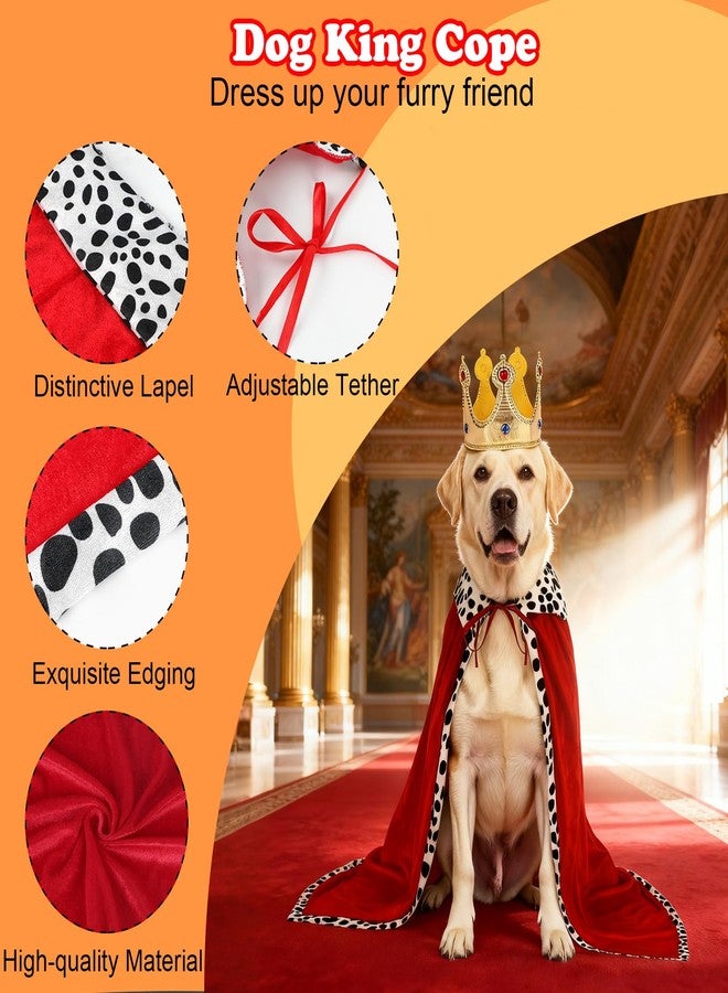BWOGUE Large Dog King Cloak Costume, Halloween Dog King Crown and Cape Set, Adjustable Funny Pet King Prince Cloak Costume for Medium Large Dogs Queen Prince and Princess Cosplay - Image 3