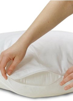 أسرار واقي وسادة ممتاز مقاوم للماء - غطاء وسادة بسحاب، أغطية ناعمة ومريحة مقاومة لحشرات السرير، آمن ضد الحساسية ويحمي من الأوساخ والفتات، حماية سائلة هادئة غير مزعجة بنسبة 100%، أبيض 90x50 سم - غطاء وسادة واحد  - Image 3