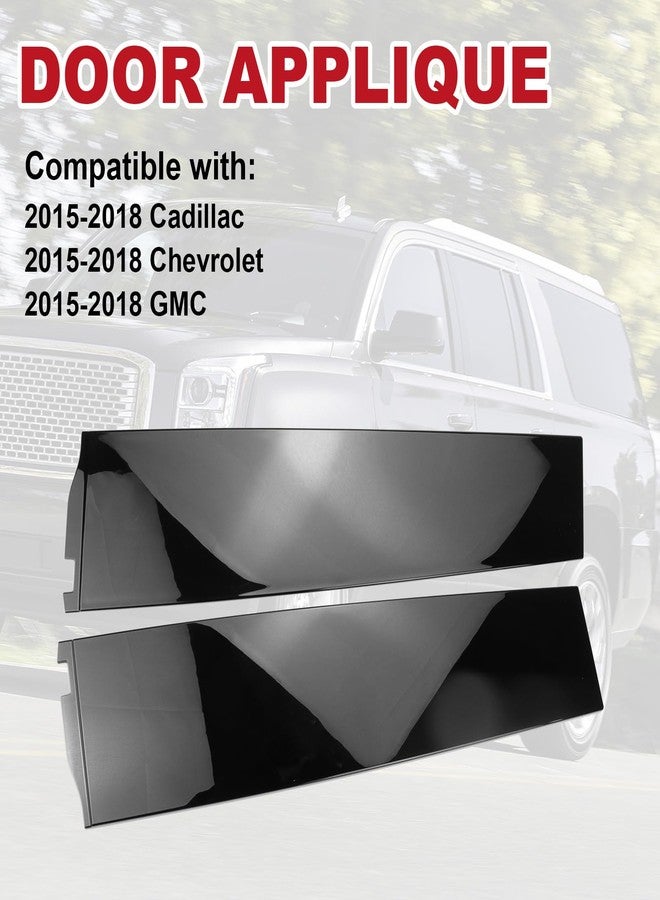 FEXON زوج من زينة الأبواب الخلفية اليسرى واليمنى، متوافقة مع سيارات شيفروليه سوبربان 3500HD / كاديلاك إسكاليد ESV / جي إم سي يوكون XL موديلات 2015-2018، لون أسود لامع، لوحة تزيين النوافذ، بديل للرقم 926-247/926-248 - Image 2