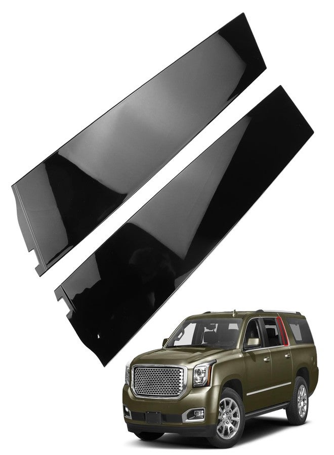 FEXON زوج من زينة الأبواب الخلفية اليسرى واليمنى، متوافقة مع سيارات شيفروليه سوبربان 3500HD / كاديلاك إسكاليد ESV / جي إم سي يوكون XL موديلات 2015-2018، لون أسود لامع، لوحة تزيين النوافذ، بديل للرقم 926-247/926-248 - Image 1