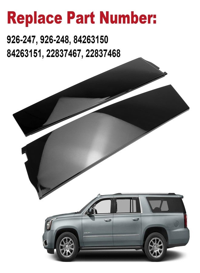 FEXON زوج من زينة الأبواب الخلفية اليسرى واليمنى، متوافقة مع سيارات شيفروليه سوبربان 3500HD / كاديلاك إسكاليد ESV / جي إم سي يوكون XL موديلات 2015-2018، لون أسود لامع، لوحة تزيين النوافذ، بديل للرقم 926-247/926-248 - Image 3