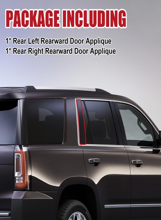 FEXON زوج من زينة الأبواب الخلفية اليسرى واليمنى، متوافقة مع سيارات شيفروليه سوبربان 3500HD / كاديلاك إسكاليد ESV / جي إم سي يوكون XL موديلات 2015-2018، لون أسود لامع، لوحة تزيين النوافذ، بديل للرقم 926-247/926-248 - Image 4