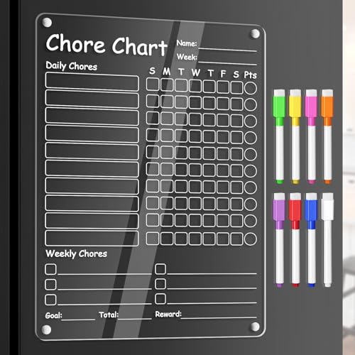 OORAII Acrylic Chore Chart Clear Dry Erase Checklist Chore Boars for Family Chores Checklist Reward Chart Responsibility Chart 12x9 2 Boards - Image 3
