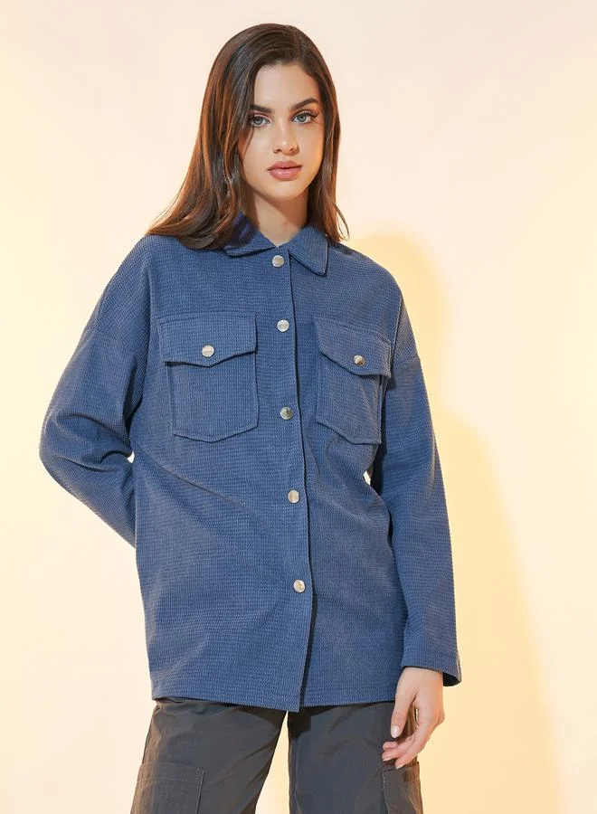 Take Two Oversized Corduroy Jacket with Flap Pockets