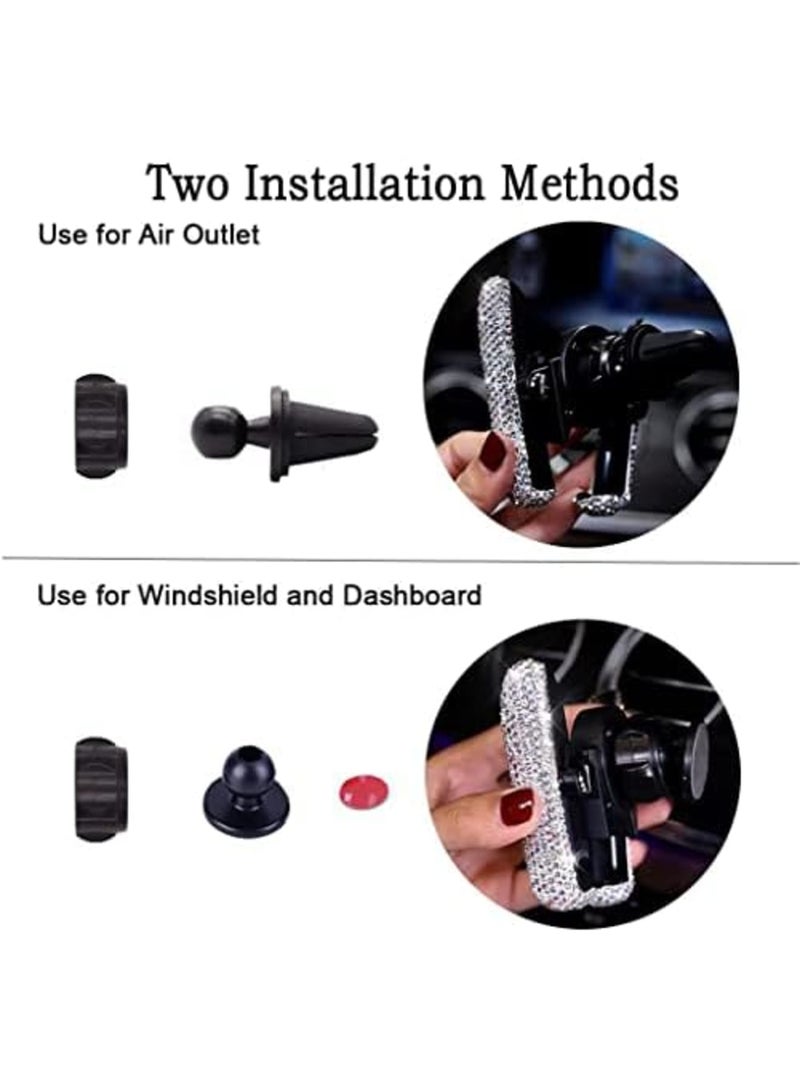 Bling Car Phone Holder Mini Car Dash Air Vent Automatic Phone Mount Universal, 360°Adjustable and Stable Triangle Support, Crystal Auto Car Stand Phone Holder Accessories for Women and Girls (Pink) - Image 3