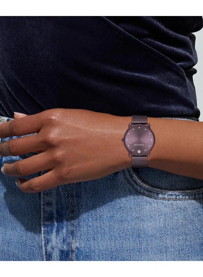 COACH  2-Hand Elliot Collection Quartz Movement Watch For Women With Purple Stainless Steel Bracelet - 14504211 for Women | Best Price UAE
