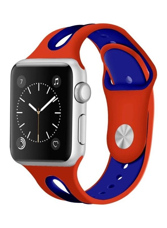 NIBEMINENT Replacement Watchband for Apple Watch Series 7/6/5/4/3/2/1/SE 38/40/41mm Red Orange/Blue - Image 3