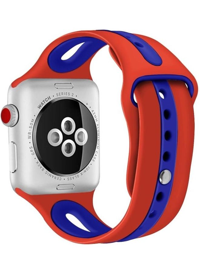 NIBEMINENT Replacement Watchband for Apple Watch Series 7/6/5/4/3/2/1/SE 38/40/41mm Red Orange/Blue - Image 1