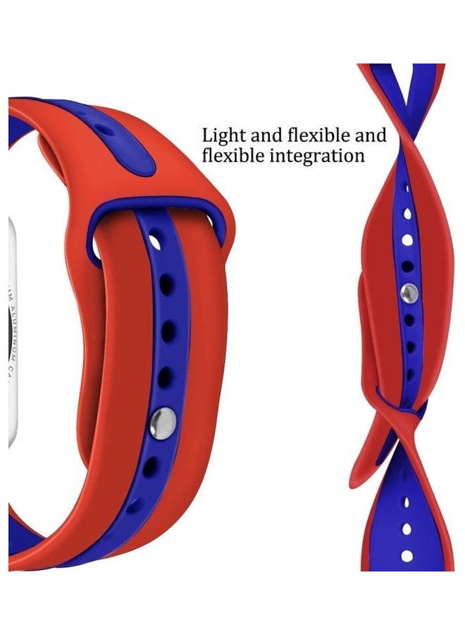 NIBEMINENT Replacement Watchband for Apple Watch Series 7/6/5/4/3/2/1/SE 38/40/41mm Red Orange/Blue - Image 4