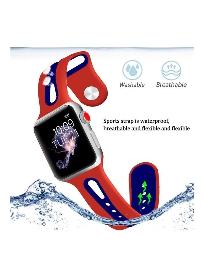 NIBEMINENT Replacement Watchband for Apple Watch Series 7/6/5/4/3/2/1/SE 38/40/41mm Red Orange/Blue - Image 5