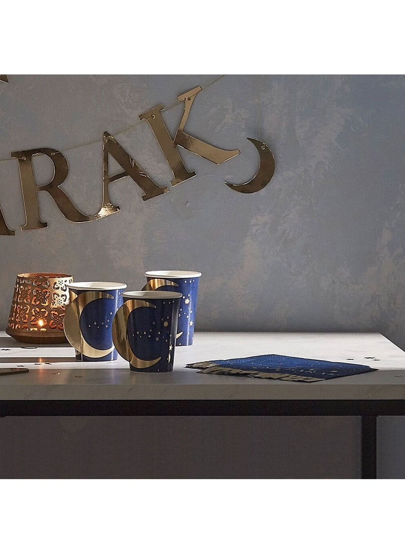 Ginger Ray Eid Mubarak Napkins Blue Gold 33cm 16-Pack - Image 3