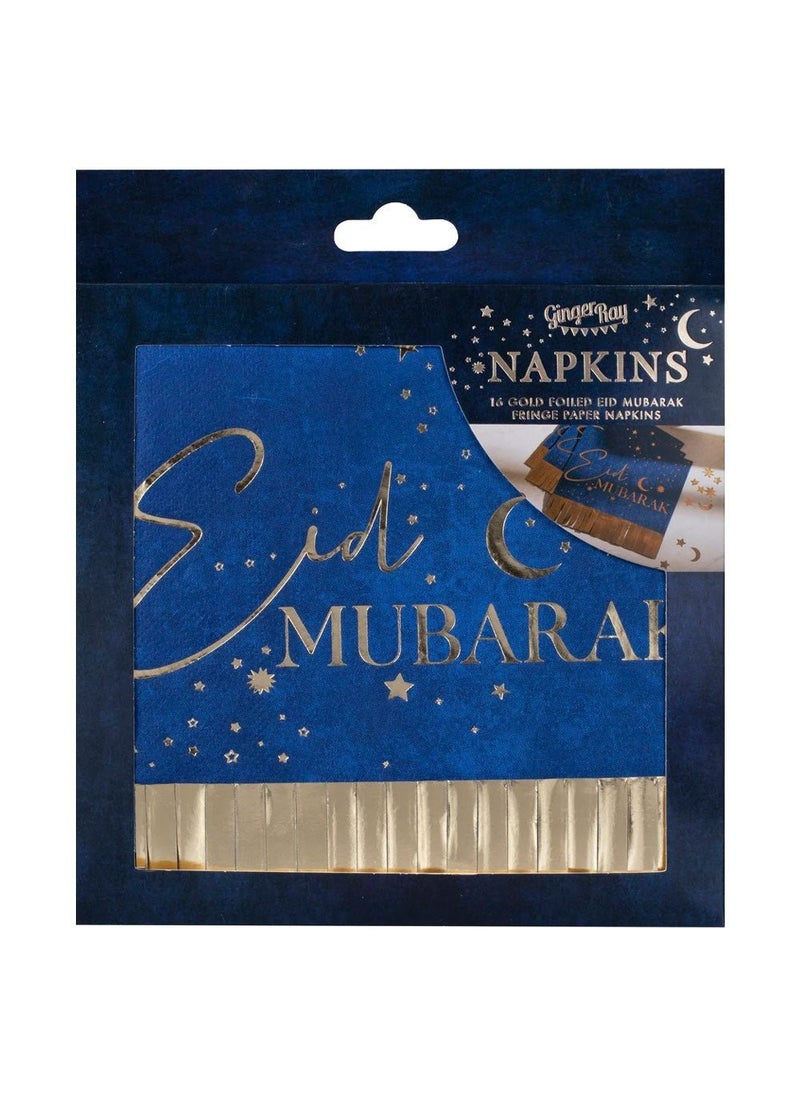 Ginger Ray Eid Mubarak Napkins Blue Gold 33cm 16-Pack - Image 4