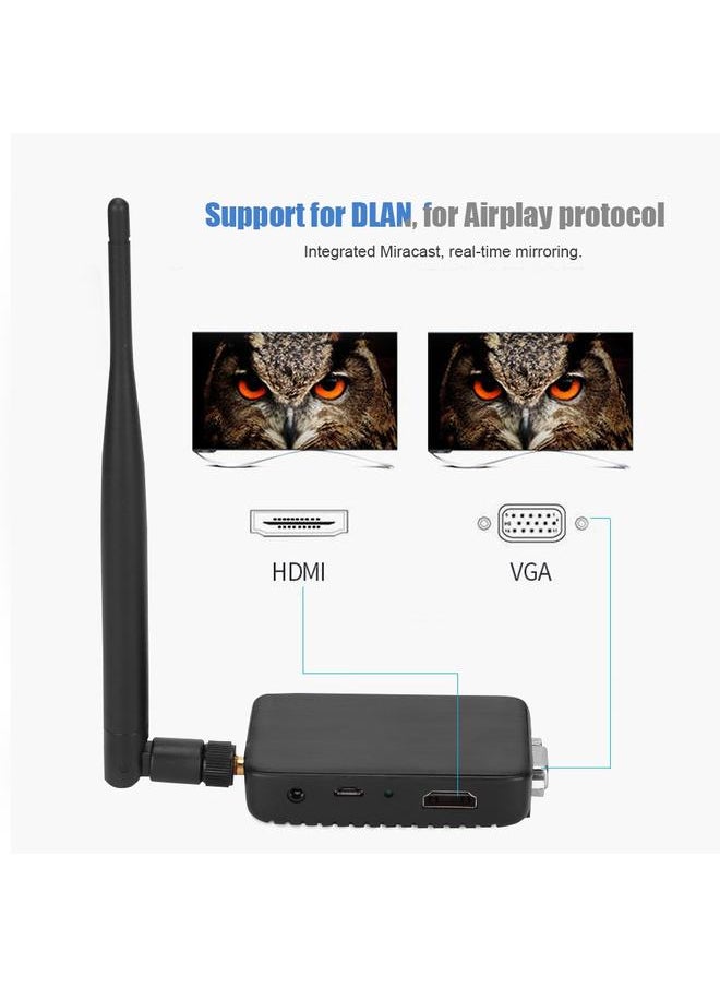 Thoraya - NC-812-16HV Wireless Mirascreen VGA HDMI Dual Port Receiver Miracast - Image 1