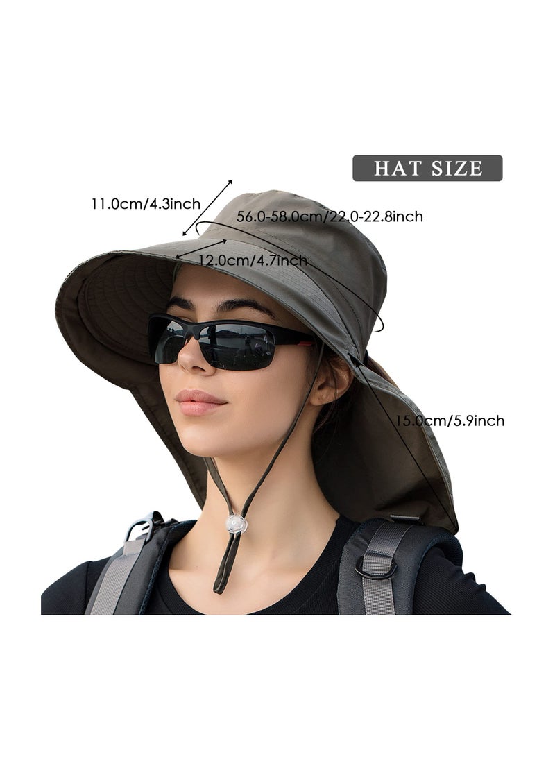 KASTWAVE Sun Hat Women Summer UV Protection Wide Brim Sunhats UPF 50 Outdoor Bucket Cap with Neck Protection Adjustable Chin Strap for Gardening Walking Hiking Beach - Image 3