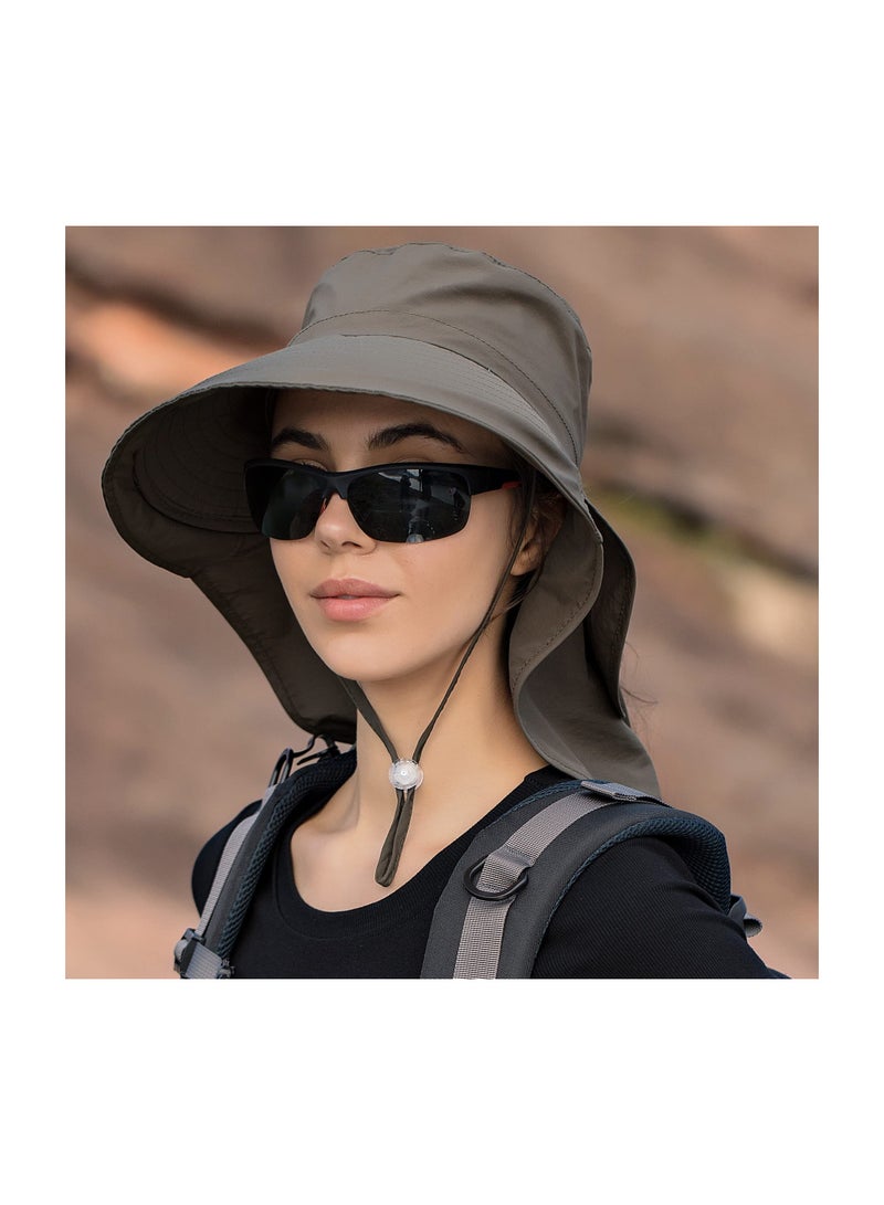 KASTWAVE Sun Hat Women Summer UV Protection Wide Brim Sunhats UPF 50 Outdoor Bucket Cap with Neck Protection Adjustable Chin Strap for Gardening Walking Hiking Beach - Image 4