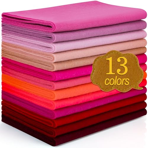 XSEINO 13 Rolls 8x35 14mm Thick Soft Felt Fabric Sheet 13 Assorted Red Series Colors Felt Pack for DIY Craft Sewing Squares Nonwoven Patchwork - Image 1