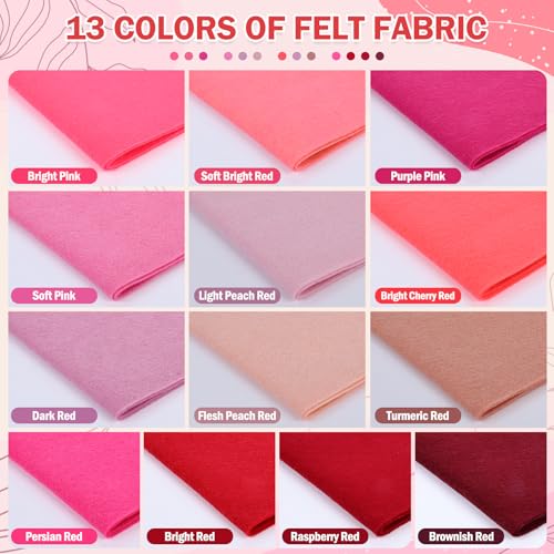XSEINO 13 Rolls 8x35 14mm Thick Soft Felt Fabric Sheet 13 Assorted Red Series Colors Felt Pack for DIY Craft Sewing Squares Nonwoven Patchwork - Image 3