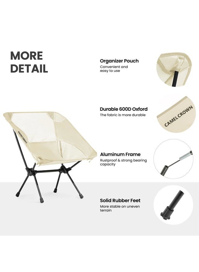 CAMEL CROWN Portable Camping Chair Lightweight Compact Folding Chair Mesh for Outdoor Camp Travel Beach Picnic Festival Hiking Backpacking White - Image 5