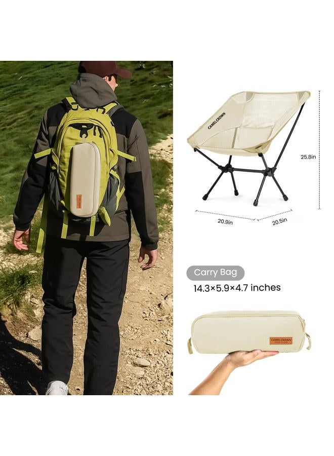 CAMEL CROWN Portable Camping Chair Lightweight Compact Folding Chair Mesh for Outdoor Camp Travel Beach Picnic Festival Hiking Backpacking White - Image 3