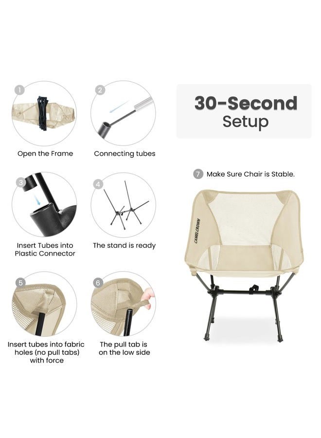 CAMEL CROWN Portable Camping Chair Lightweight Compact Folding Chair Mesh for Outdoor Camp Travel Beach Picnic Festival Hiking Backpacking White - Image 4