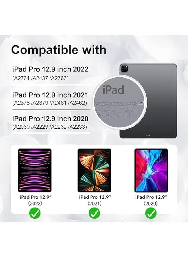 بروماس حافظة iPad Pro 12.9 2022/2021/2020/2018 (الجيل السادس/الخامس/الرابع/الثالث) للأطفال الأولاد والبنات | حافظة لجهاز iPad مقاس 12.9 بوصة شديدة التحمل ومضادة للصدمات مع حامل وحامل أقلام باللون الأسود - Image 2