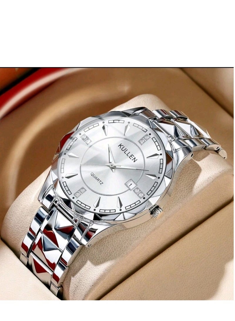 KULLEN A luxurious watch for men, made of stainless steel bracelet, sports, business, elegance, casual, circular scorpions, working with Quartz movement - Image 3