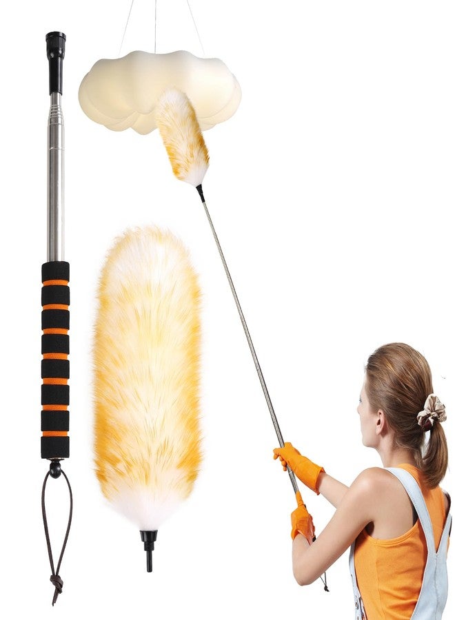 MAOFENG Lambswool Extendable Removable Duster 25-64 Inch Stainless Steel Extension Pole Wool Dusters for Cleaning Ceiling Fans Window Blinds Car Interiors Furniture Dusting,Feather Duster - Image 1
