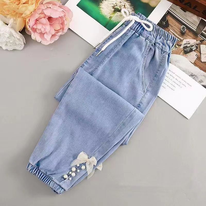 Girls Tencel Denim Jeans with Butterfly Embroidery - Image 4