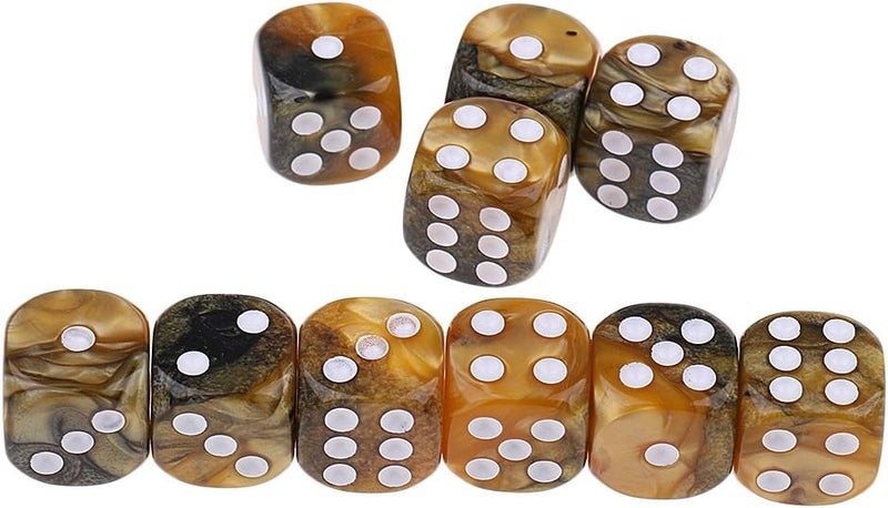 klarako 10pcs/Pack 6 sided Dice Translucent Acrylic Dice Game  Yellow Gray, 16mm - Image 4