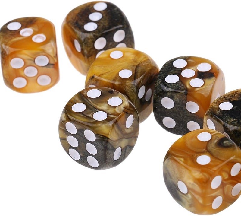 klarako 10pcs/Pack 6 sided Dice Translucent Acrylic Dice Game  Yellow Gray, 16mm - Image 5