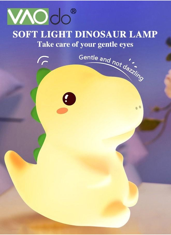 VAOdo - LED Dinosaur Night Light with Remote Control 7 Color Silicone Lamp 1200 mAh Battery Stepless Dimming USB Rechargeable Home Decor Bedside Lamp for Kids Room Bedroom Living Room - Image 1