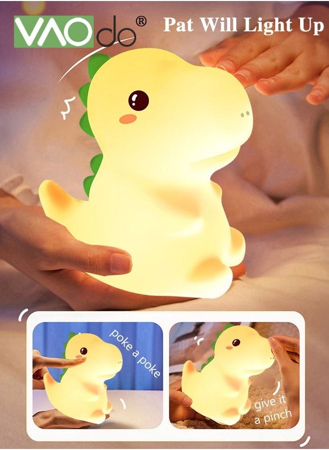 VAOdo - LED Dinosaur Night Light with Remote Control 7 Color Silicone Lamp 1200 mAh Battery Stepless Dimming USB Rechargeable Home Decor Bedside Lamp for Kids Room Bedroom Living Room - Image 1